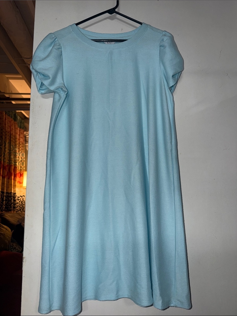 crown & ivy Light Blue Puff-Sleeve A-Line Dress